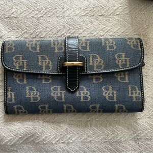 Dooney & Bourke Blue and Gold Monogram Wallet